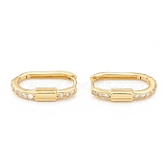 Clear Cubic Zirconia Oval Hoop Earrings, Rack Plating Brass Jewelry for Women, Cadmium Free & Lead Free, Real 18K Gold Plated, 19.5x12.5x3mm, Pin: 0.8mm(EJEW-L231-68G)