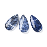 Natural Sodalite Pendants, Teardrop Charms, 40x20x8mm, Hole: 1.2mm(G-F731-04I)