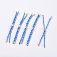 Nylon Twisted Cord Bracelet Making, Slider Bracelet Making, with Brass Findings, Cadmium Free & Lead Free, Long-Lasting Plated, Tree of Life, Light Blue, Real 18K Gold Plated, 210~220x2mm, Hole: 2mm(MAK-F018-03G-RS)