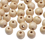 Natural Wood Beads, Round Wooden Large Hole Beads for Craft Making, Lead Free, Wheat, 12x10.5mm, Hole: 3mm, about 1800pcs/1000g(TB12mmY-13)