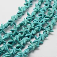 Synthetic Howlite Bead Strand, Dyed, Starfish/Sea Stars, Dark Cyan, 15.5x13.5x5.5mm, Hole: 1mm, about 36pcs/strand, 16.1 inch(G-P228-16)