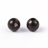 Round 304 Stainless Steel Spacer Beads, Electrophoresis Black, 5mm, Hole: 1.5mm(STAS-L176-08)
