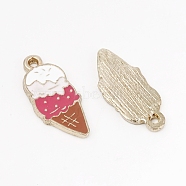 Alloy Enamel Pendants, Ice Cream, Hot Pink, Golden, 21x9.5x1.5mm, Hole: 1.5mm(CD-TAC0001-43G)