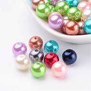 Colorful Round Acrylic Pearl Beads, IMardi Gras Beads, Mixed Color, 10mm(X-PACR-10D-M)