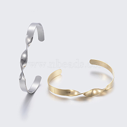 304 Stainless Steel Cuff Bangles, Mixed Color, 2 inches(5cm)x2-3/4 inches(6.9cm)(BJEW-I255-72)