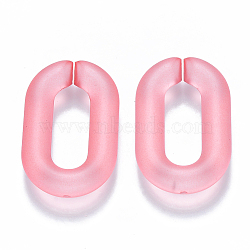 Transparent Acrylic Linking Rings, Quick Link Connectors, for Cable Chains Making, Frosted, Oval, Light Coral, 31x19.5x5.5mm, Inner Diameter: 19.5x7.5mm(OACR-S036-006A-K03)