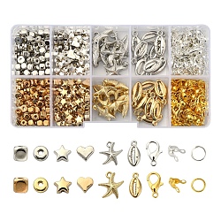 DIY Jewelry Making Finding Kit, Including CCB Plastic Beads & Pendants, Alloy Beads & Lobster Claw Clasps, Iron Jump Rings & Bead Tips, Mixed Color, 580pc/box(CCB-YW0001-07)