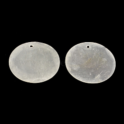 Flat Round Capiz Shell Pendants, WhiteSmoke, 30x0.5~1mm, Hole: 1.5mm(X-SSHEL-R035-07)
