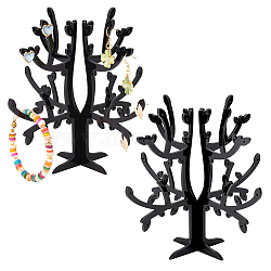 Opaque Acrylic Earring Display Tree Stands, Tabletop Jewelry Organizer Holder for Earrings Storage, Black, Finished Product: 17x17x15cm(ODIS-WH0025-117)