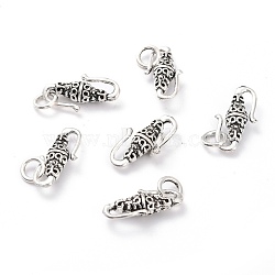 Tibetan Style Alloy S-Hook Clasps, with Jump Rings, Antique Silver, 23x12x6mm, Hole: 5mm(PALLOY-P224-25AS)