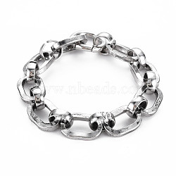 Men's Alloy Chain Bracelets, Oval, Antique Silver, Inner Diameter: 50mm(BJEW-N015-001)