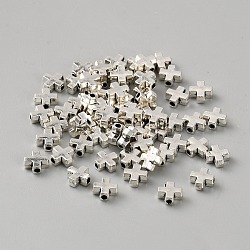 Cross Tibetan Style Alloy Beads, Antique Silver, 6x6.5x2.5mm, Hole: 1.4mm(FIND-WH00670-142)