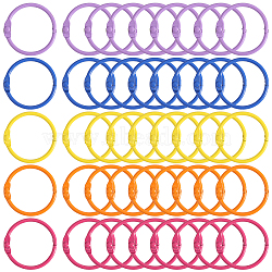 100Pcs 5 Colors Zinc Alloy Loose Leaf Book Binder Hinged Rings, Mixed Color, 3.02x3.02x0.23cm, Inner Diameter: 2.37x2.53cm, 20pcs/color(FIND-SP0002-66)