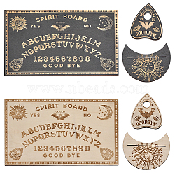 2 Sets 2 Styles Carved Wooden Divination Board Kit, including Rectangle Pendulum Spirit Board, Moon Tarot Card Holder, Heart Crystal Ball Holder, Mixed Color, 100.5~300x82~200x4.5mm, 3pcs/set, 1 set/style(AJEW-CA0003-75)