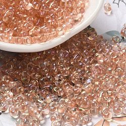 Glass Seed Beads, Peanut, Light Salmon, 5.5~6x3~3.5x3mm, Hole: 1~1.2mm, about 4000pcs/pound(SEED-K009-04A-03)