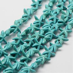 Synthetic Howlite Bead Strand, Dyed, Starfish/Sea Stars, Dark Cyan, 15.5x13.5x5.5mm, Hole: 1mm, about 36pcs/strand, about 15 inch(G-P228-16)