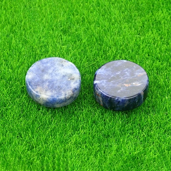 Natural Blue Spot Jasper Healing Stones, Flat Round Stones, Pocket Palm Stones for Reiki Ealancing, 16~18x6~7mm