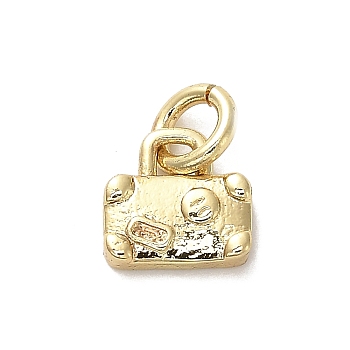 Brass Charms, with Jumnp Rings, Bag, 7x7x1.5mm