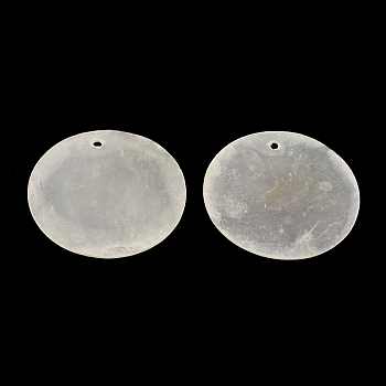 Flat Round Capiz Shell Pendants, WhiteSmoke, 30x0.5~1mm, Hole: 1.5mm