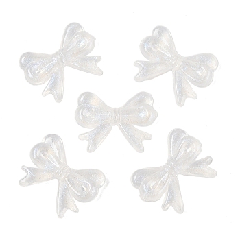 Transparent Acrylic Beads, Bowknot, with Glitter Power, WhiteSmoke, 14.5x19x4mm, Hole: 1.8mm, about 980pcs/500g