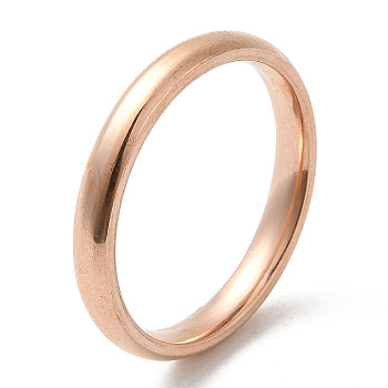 Ion Plating(IP) 304 Stainless Steel Flat Plain Band Rings, Rose Gold, Size 8, Inner Diameter: 18mm, 3mm