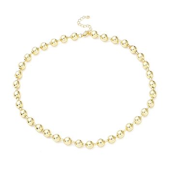 Rack Plating Brass Ball Chain Necklaces for Women, Long-Lasting Plated, Lead Free & Cadmium Free, Real 18K Gold Plated, 16.54 inch(42cm), bead: 8mm