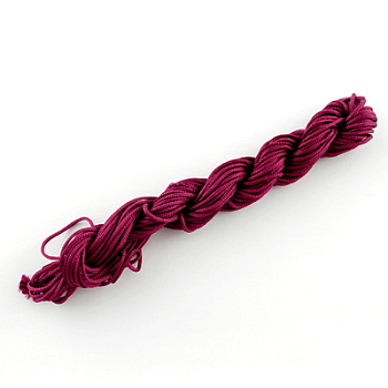 Nylon Thread, Nylon Jewelry Cord for Custom Woven Bracelets Making, Cerise, 1mm, about 26.24 yards(24m)/bundle, 10bundles/bag, about 262.46 yards(240m)/bag