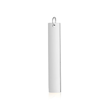 201 Stainless Steel Pendants, Manual Polishing, Rectangle, Stamping Blank Tag, Stainless Steel Color, 32x6x1.5mm, Hole: 3mm