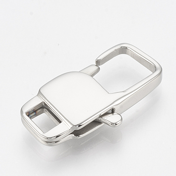 304 Stainless Steel Lobster Claw Clasps, Rectangle, Stainless Steel Color, 23x12x4mm, Hole: 3x4.5mm