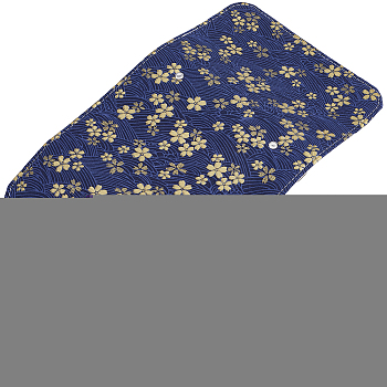 A6 Sakura Pattern Cloth 6 Ring Binder Cover, Loose Leaf Notebook Cover, Prussian Blue, 185x120x29mm