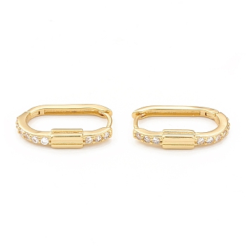 Clear Cubic Zirconia Oval Hoop Earrings, Rack Plating Brass Jewelry for Women, Cadmium Free & Lead Free, Real 18K Gold Plated, 19.5x12.5x3mm, Pin: 0.8mm