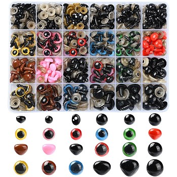 24 Styles Craft Plastic Doll Eye & Noses Kits, with Spacer, for Doll Making, Mixed Color, 274pcs/box