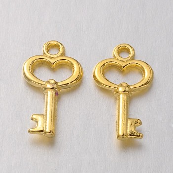 Gifts Ideas for Her Tibetan Style Alloy Charms, Cadmium Free & Nickel Free & Lead Free, Skeleton Key, Golden, 15.5x9x2.5mm, Hole: 1mm