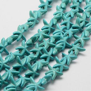 Synthetic Howlite Bead Strand, Dyed, Starfish/Sea Stars, Dark Cyan, 15.5x13.5x5.5mm, Hole: 1mm, about 36pcs/strand, about 15 inch
