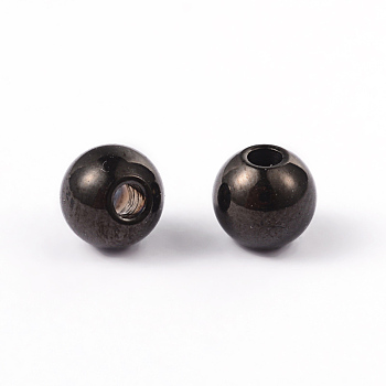 Round 304 Stainless Steel Spacer Beads, Electrophoresis Black, 5mm, Hole: 1.5mm