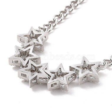 Clear Cubic Zirconia Star Pendant Necklace with Brass Curb Chains for Women(NJEW-E042-01P)-3