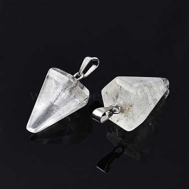 Cone/Spike/Pendulum Natural Quartz Crystal Pendants(G-R278-84)-2