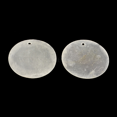 WhiteSmoke Flat Round Capiz Shell Pendants