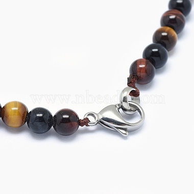 Natural Tiger Eye Graduated Beads Necklaces and Bracelets Jewelry Sets(SJEW-L132-09)-4