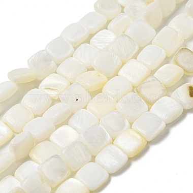 Ghost White Square Freshwater Shell Beads