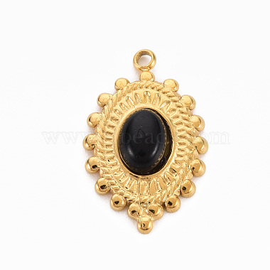 Golden Black Oval 304 Stainless Steel Pendants