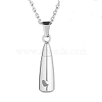 Non-Tarnish 316L Surgical Stainless Steel Teardrop with Heart Urn Ashes Pendant Necklace, Memorial Jewelry for Women, Stainless Steel Color, Pendant: 3.1x0.85cm(BOTT-PW0005-22)