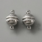 Alloy Magnetic Clasps, for Pendant Necklaces Making, Platinum, Round, 16x10mm, Hole: 1.6mm(FIND-TAC0014-70D)