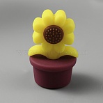 Sunflower Silicone Beads, Dark Red, 30x19x18mm, Hole: 2.2mm(SIL-WH0008-40E)