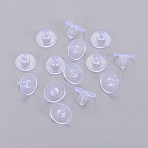 Silicone Ear Nuts, Clear, 6x9mm, Hole: 0.7mm, about 10000pcs/bag.(SIL-L001-01)
