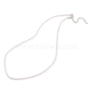 Natural Rose Quartz Beaded Necklaces, with Brass Lobster Claw Clasps, Faceted Round Beads, 16.5 inch~16.7 inch(42~42.5cm)x2mm(NJEW-K114-A-A01)