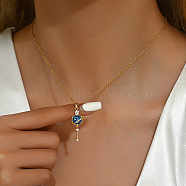 Brass Dreamy Planet Pendant Necklace, Valentine's Day Elegant Gift for Women, Golden(HZ6201-4)