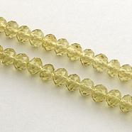 Handmade Imitate Austrian Crystal Faceted Rondelle Glass Beads, Khaki, 6x4mm, Hole: 1mm, about 87~90pcs/strand(X-G02YI0K1)
