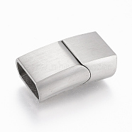 304 Stainless Steel Magnetic Clasps with Glue-in Ends, Rectangle, Stainless Steel Color, 23x13.5x8mm, Hole: 6x12mm(X-STAS-F131-05P)
