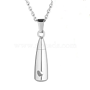 316L Surgical Stainless Steel Teardrop with Heart Urn Ashes Pendant Necklace, Memorial Jewelry for Women, Stainless Steel Color, Pendant: 31x8.5mm(BOTT-PW0005-22)